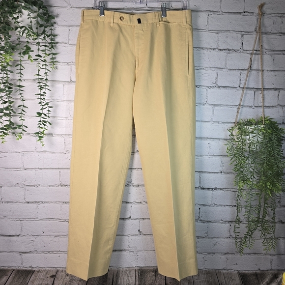 Incotex Mens Chino Pants Linen Blend Buttery Yellow Luxurious Feel Size 32 - Picture 1 of 10